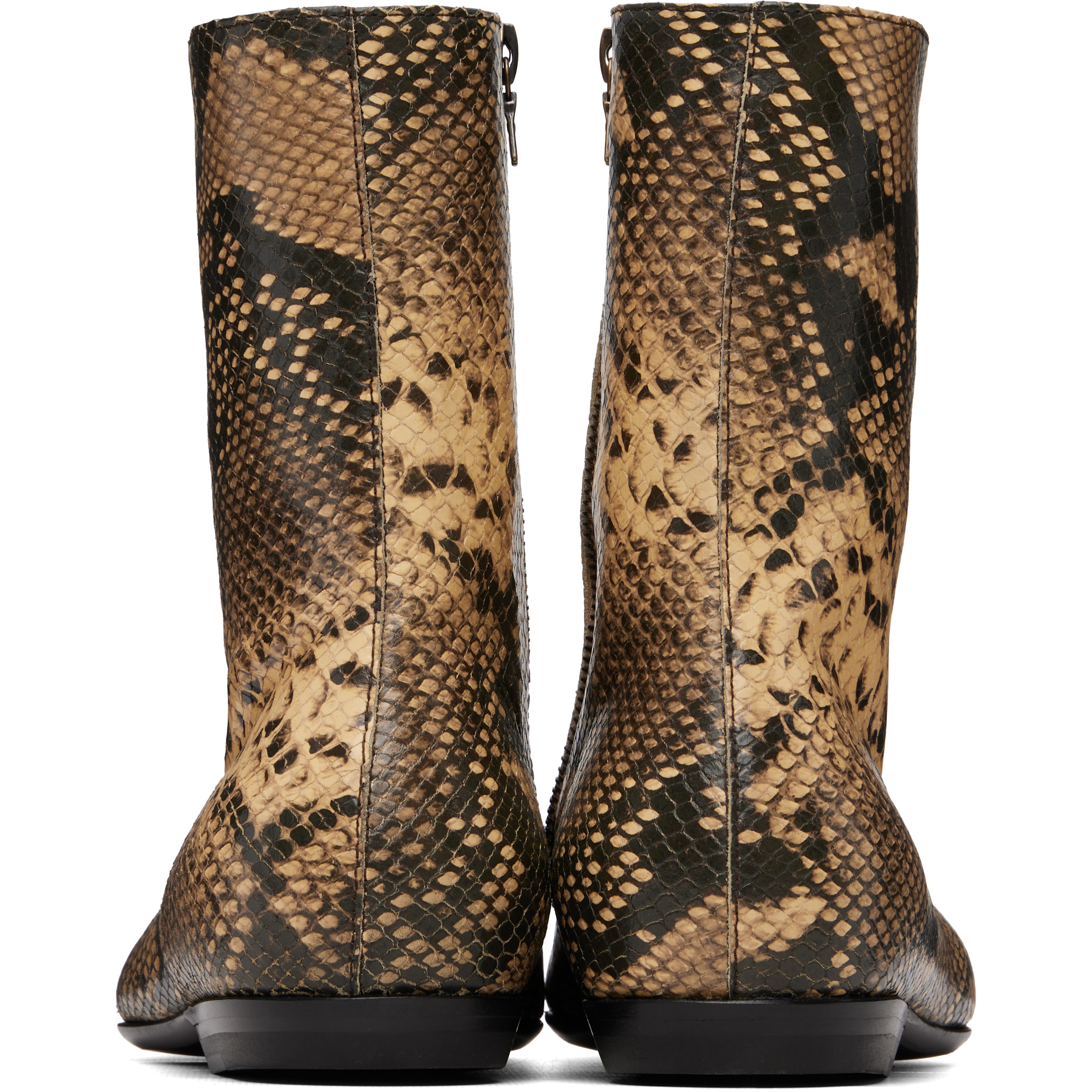 Beige Leather Sock Boots
