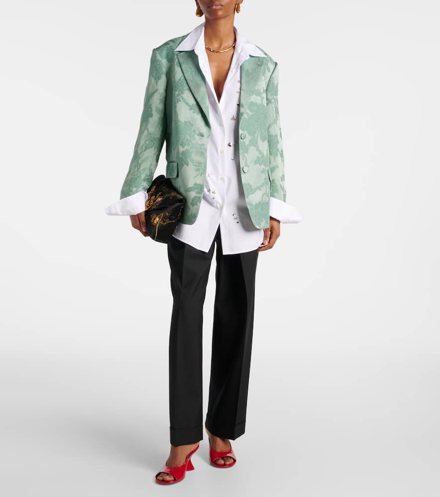 Linen-blend jacquard blazer