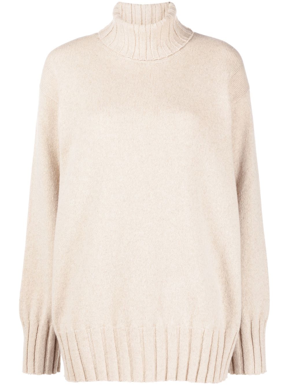 Chunky-knit roll-neck jumper - Neutrals