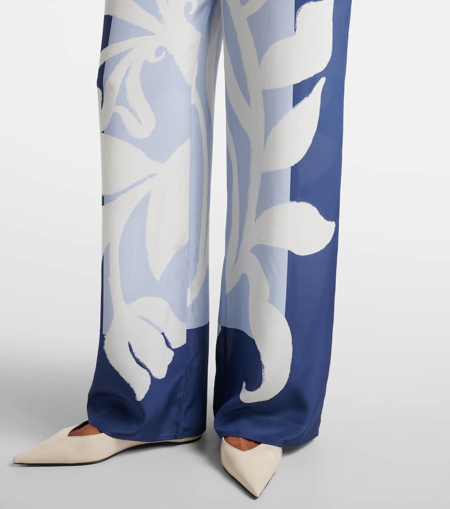 Sorrento printed silk satin wide-leg pants