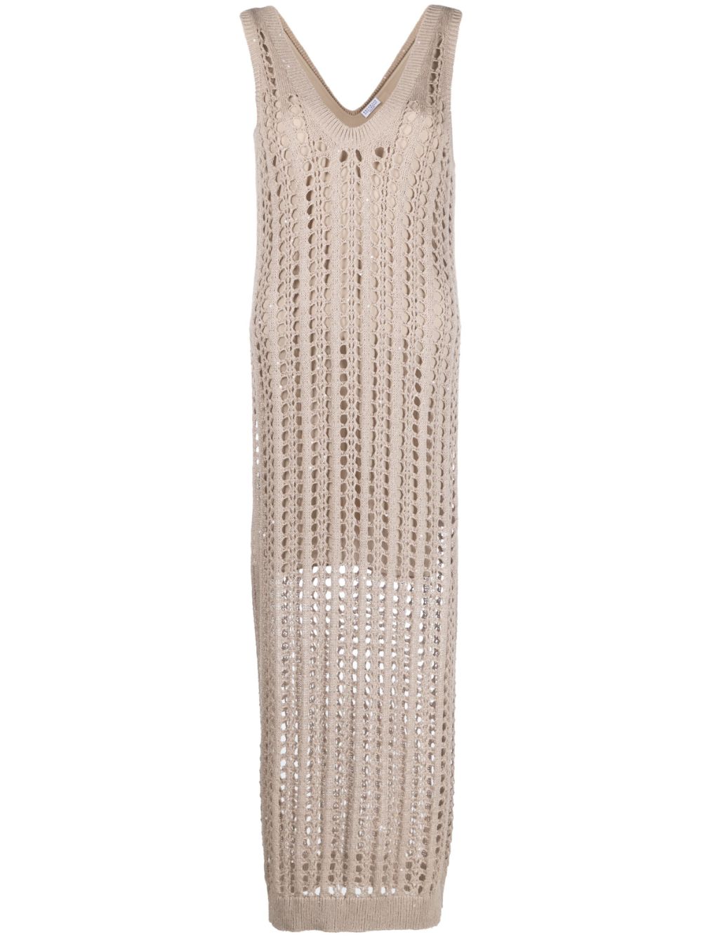 Dazzling net-knit maxi dress - Neutrals