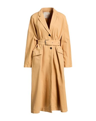 Woman Overcoat & Trench Coat Sand Size 6 Cotton