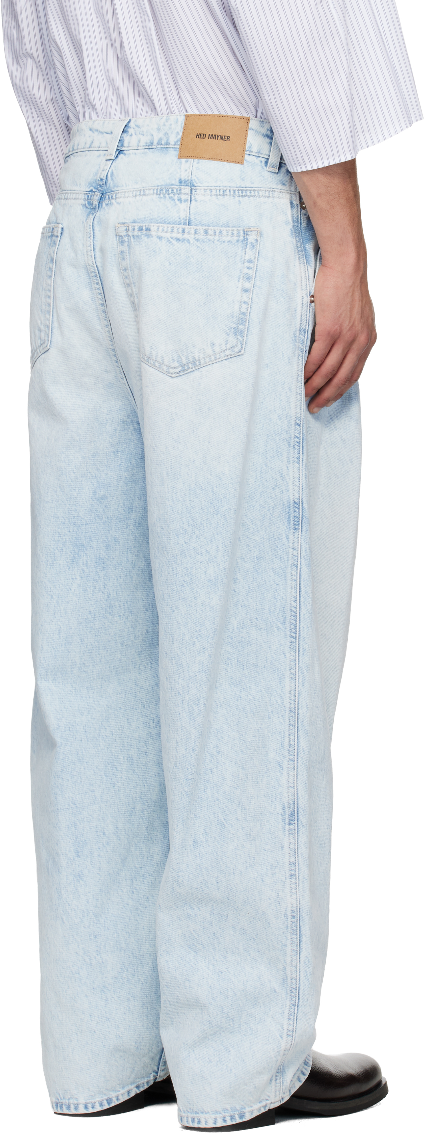Blue Light Wash Pleated Jeans