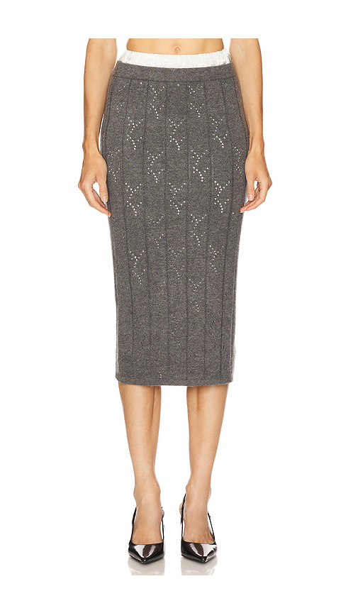 Line & Dot Alena Midi Skirt in Grey. S. Also in L