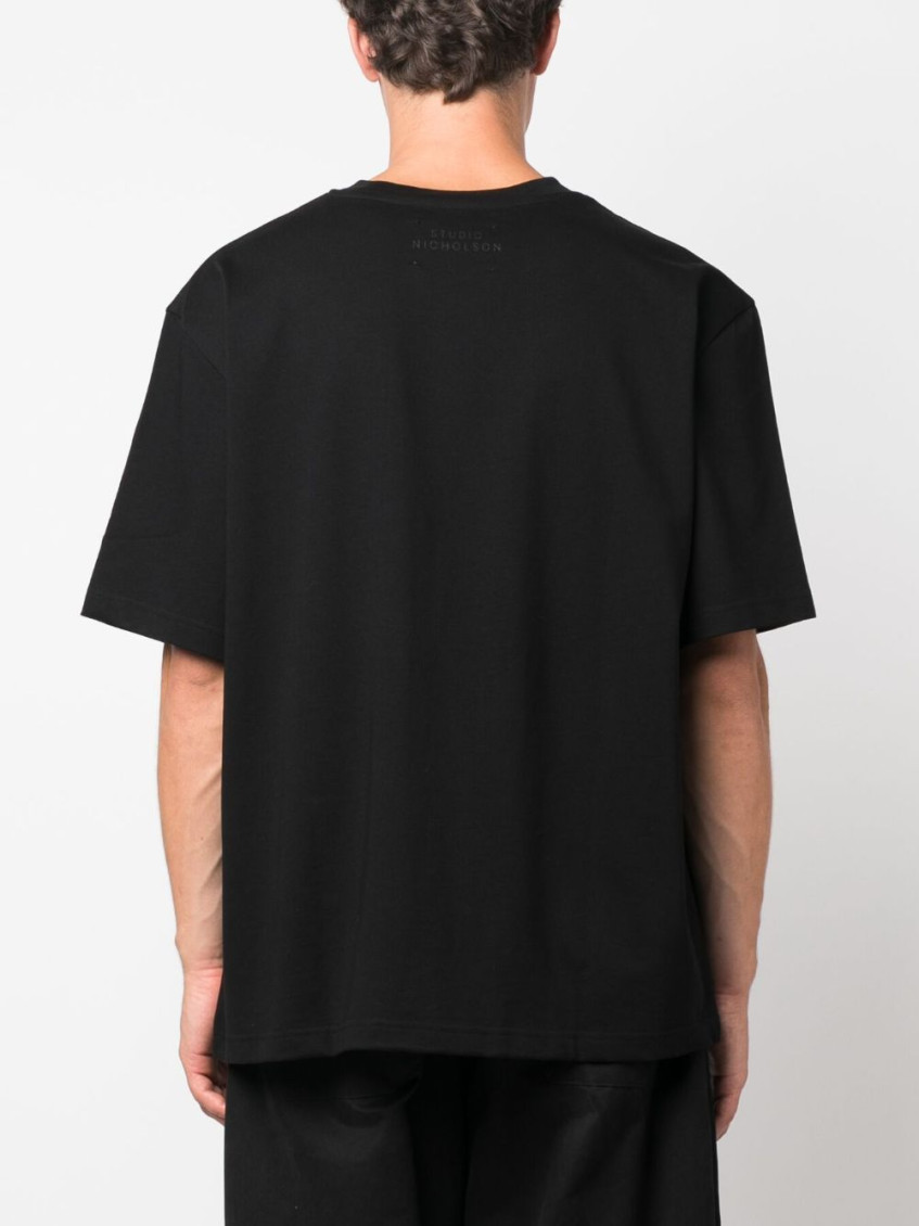 Branded Boxy Fit T-shirt Black cotton boxy fit t-shirt - Lay