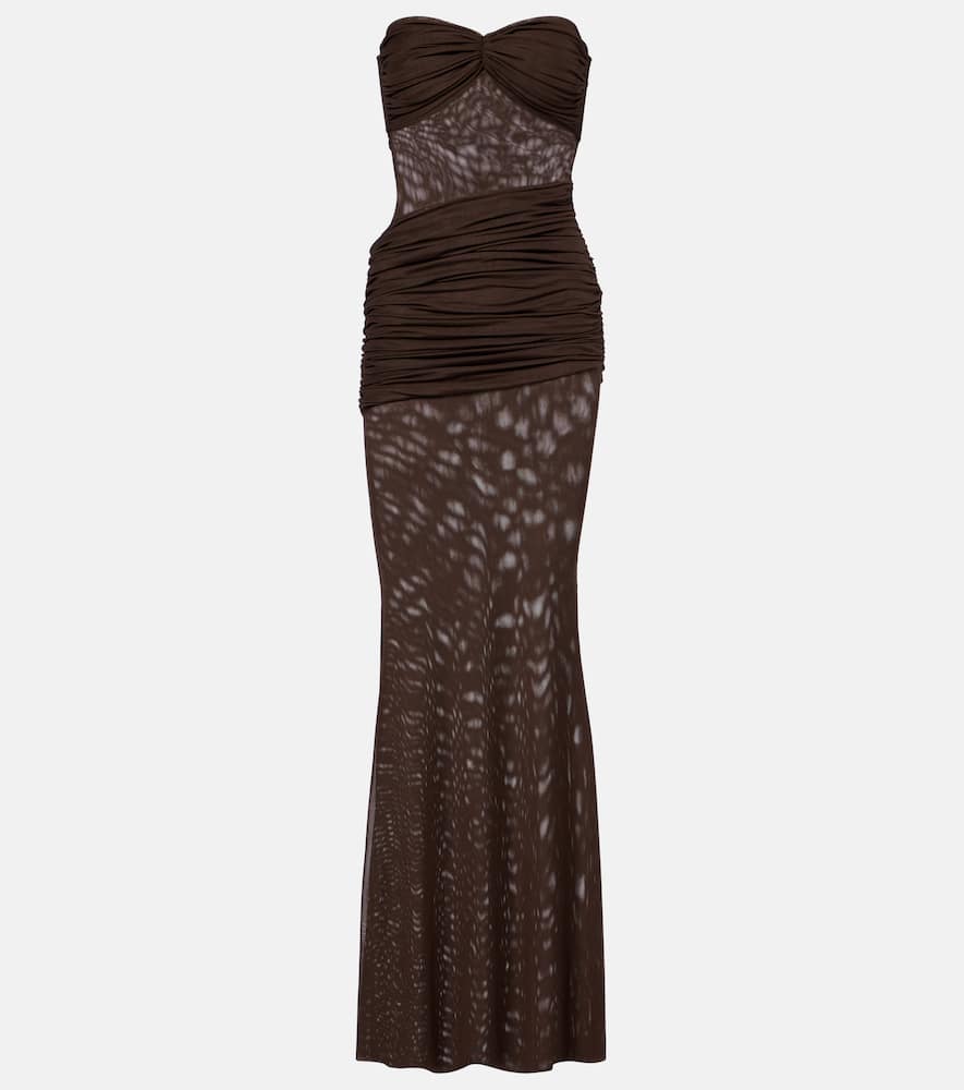Erica ruched strapless maxi dress