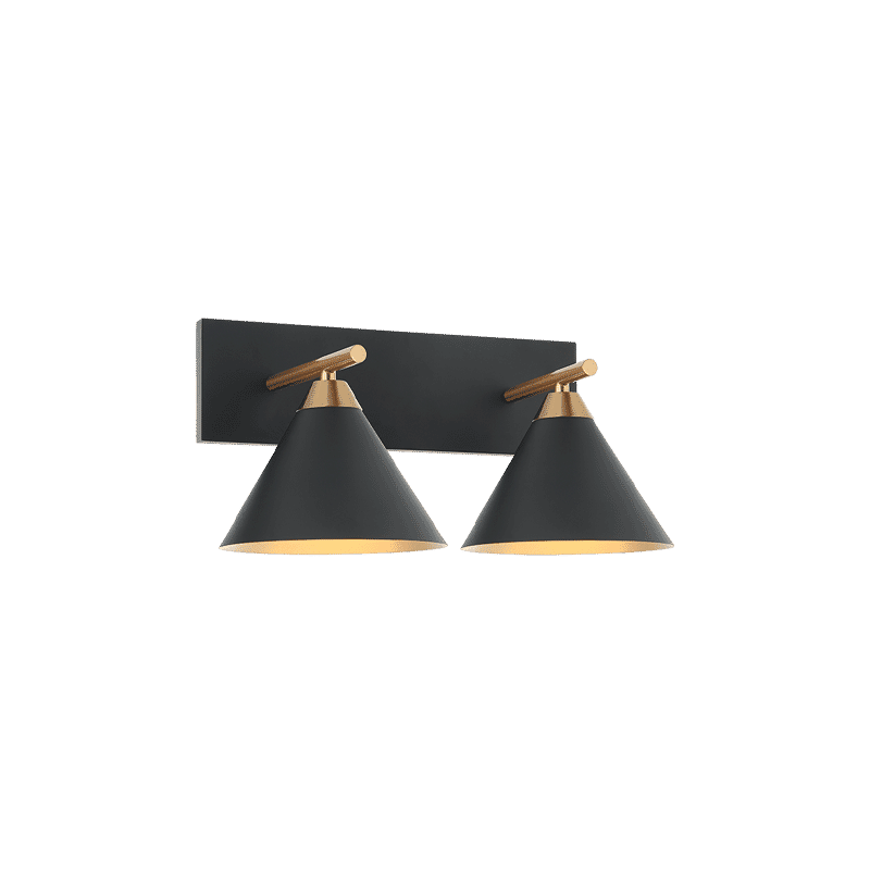 Matteo Bliss 2-Light Wall Sconce In Aged Gold Brass With Matte Black