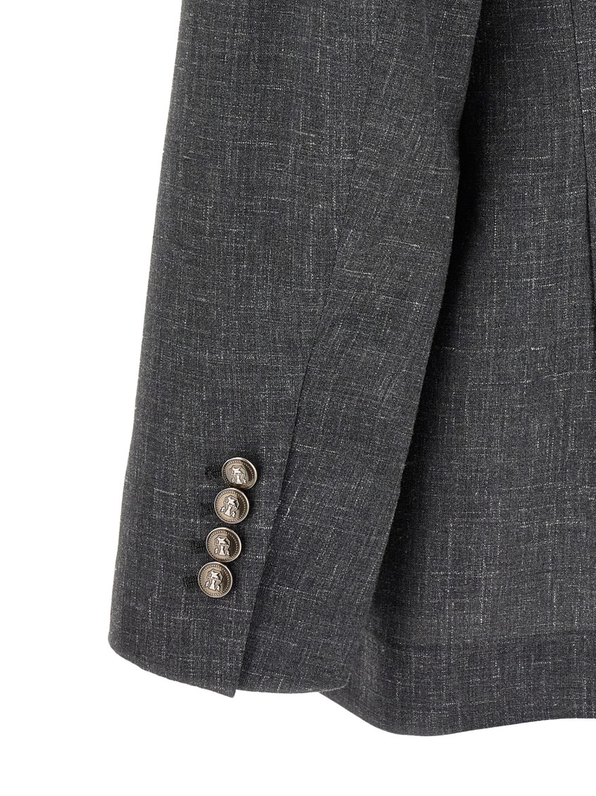 Slubbed Buttons Blazer