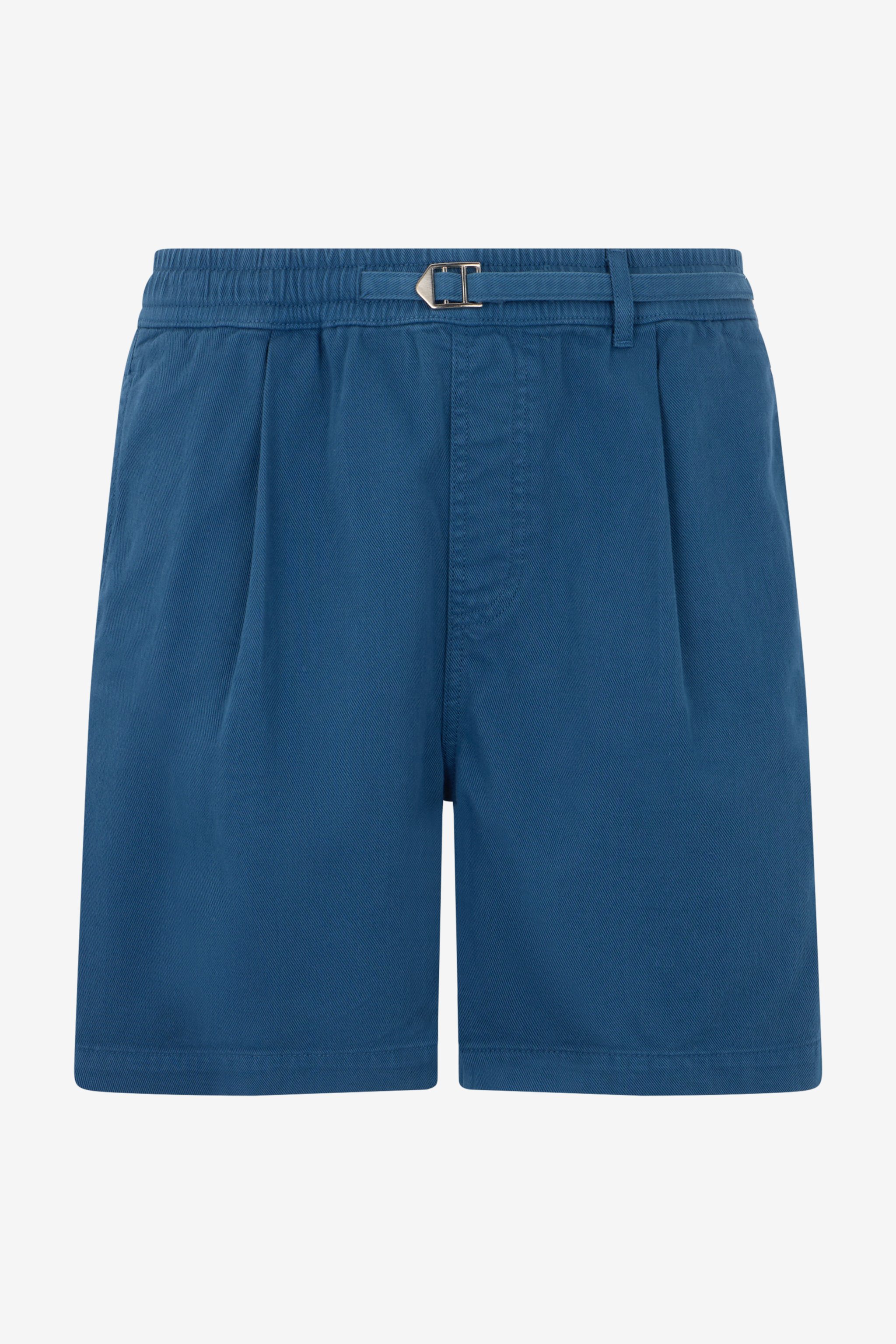 Blue Pleated Bermuda Shorts