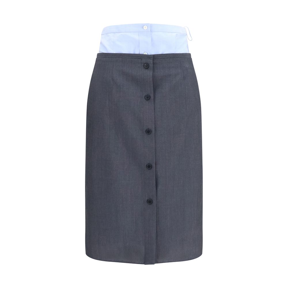 Double-Layer Cotton-Linen Skirt — Gray