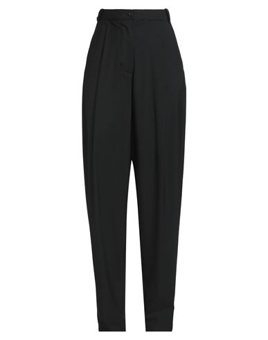 Woman Pants Black Size L Polyester, Wool, Elastane