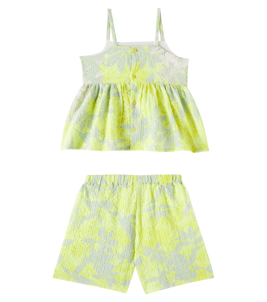 Printed cotton top and shorts set