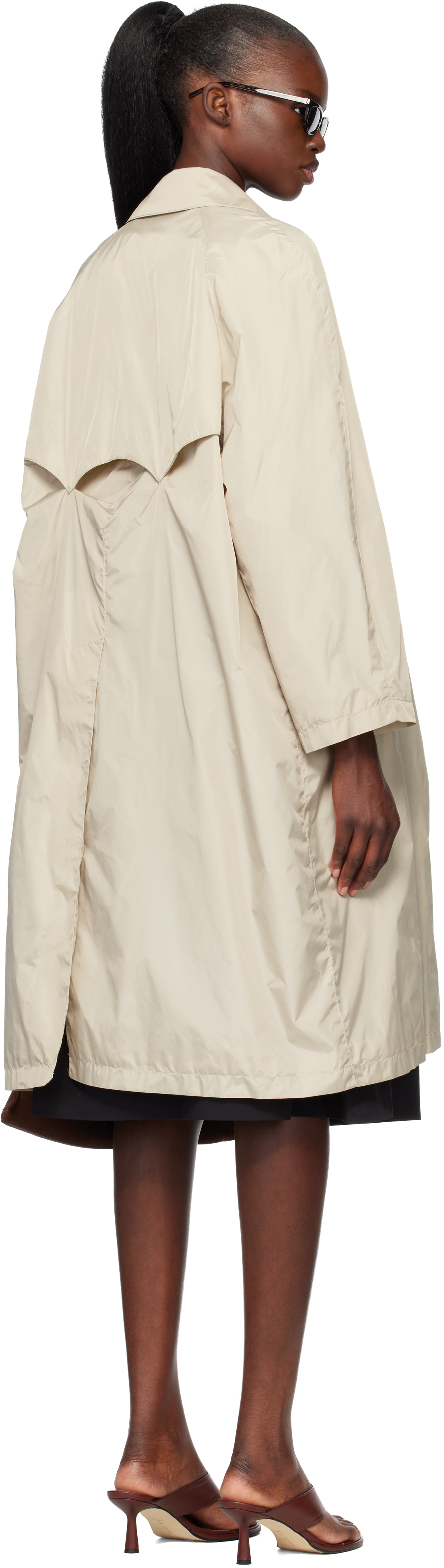Beige Urban Nylon Trench Coat
