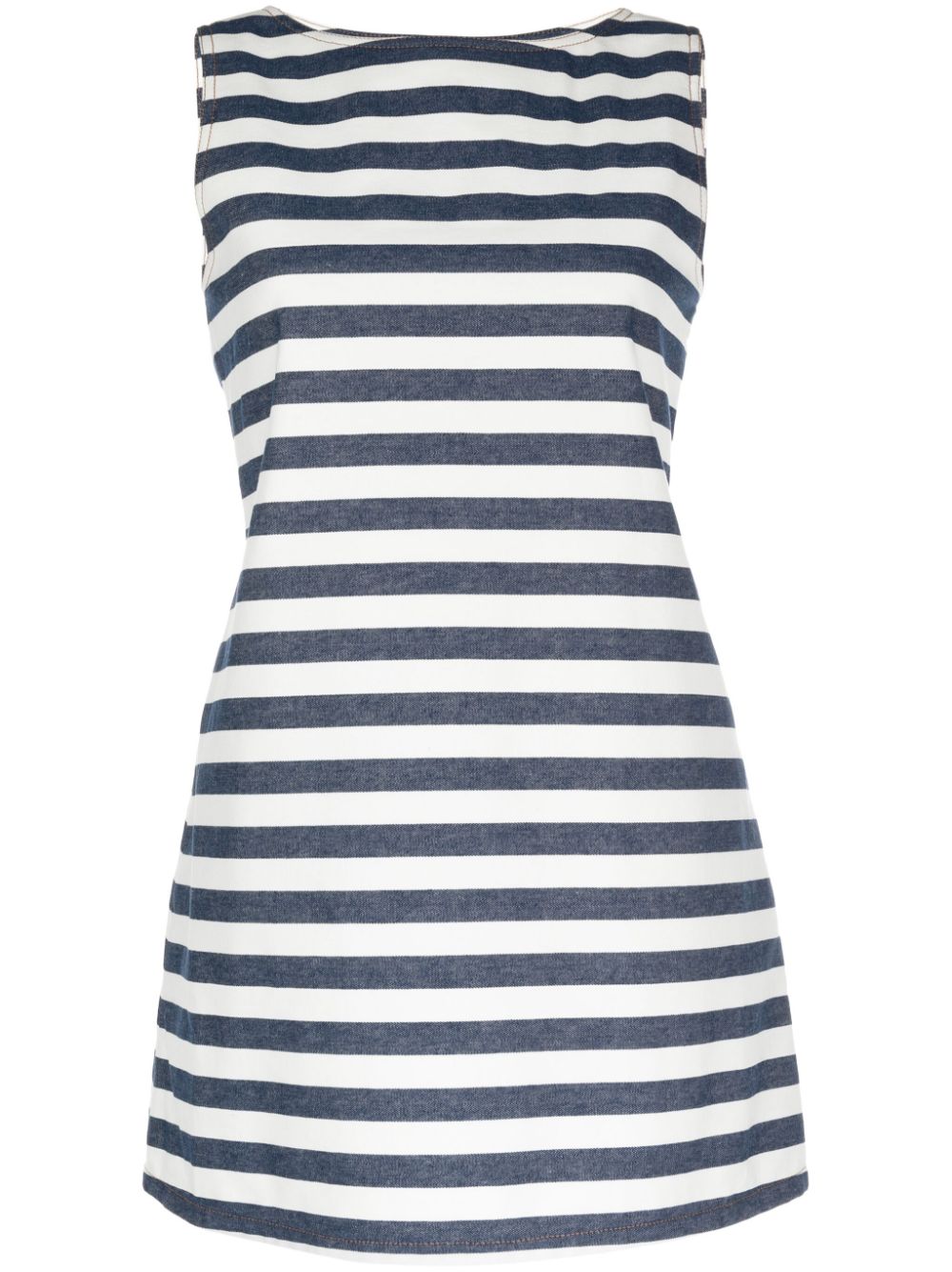 Sleeveless striped cotton dress - Blue