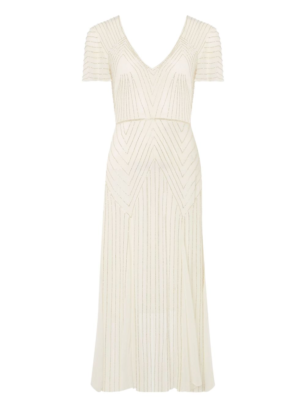 Beaded v-neck maxi dress - White