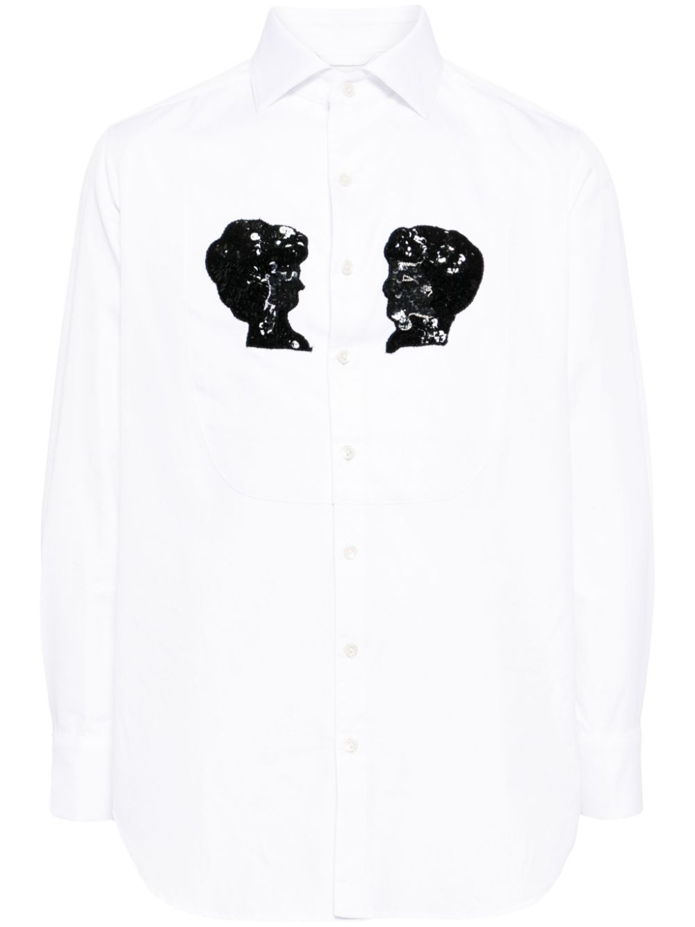 Sequin-embellished cotton shirt - White