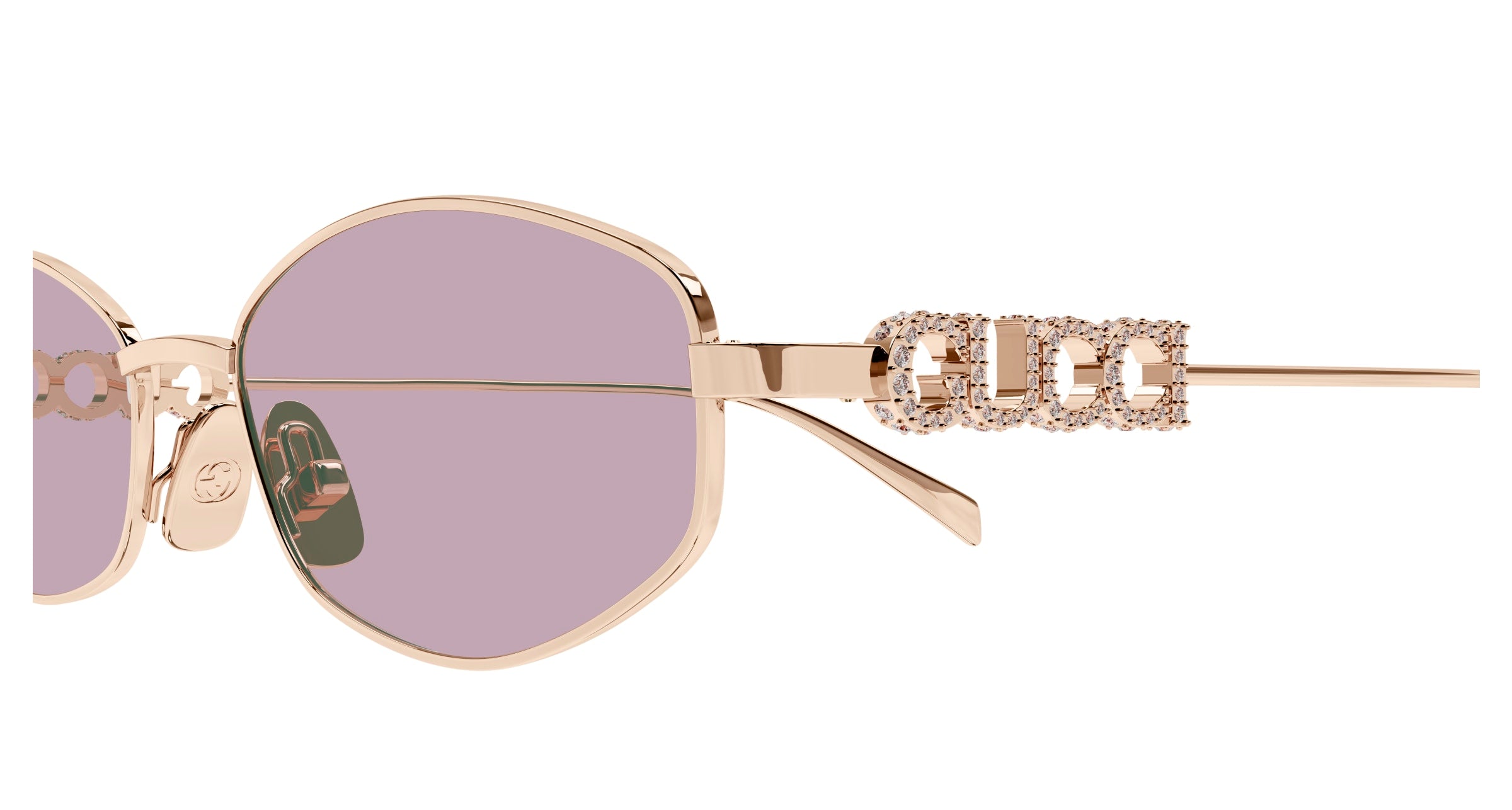 Gucci Woman Gucci GG1802S 003 Sunglasses Metal Gold Violet Round
