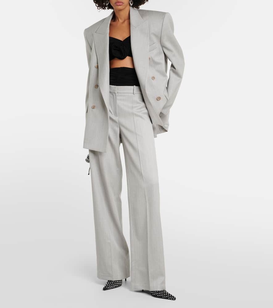 Mid-rise wool straight pants