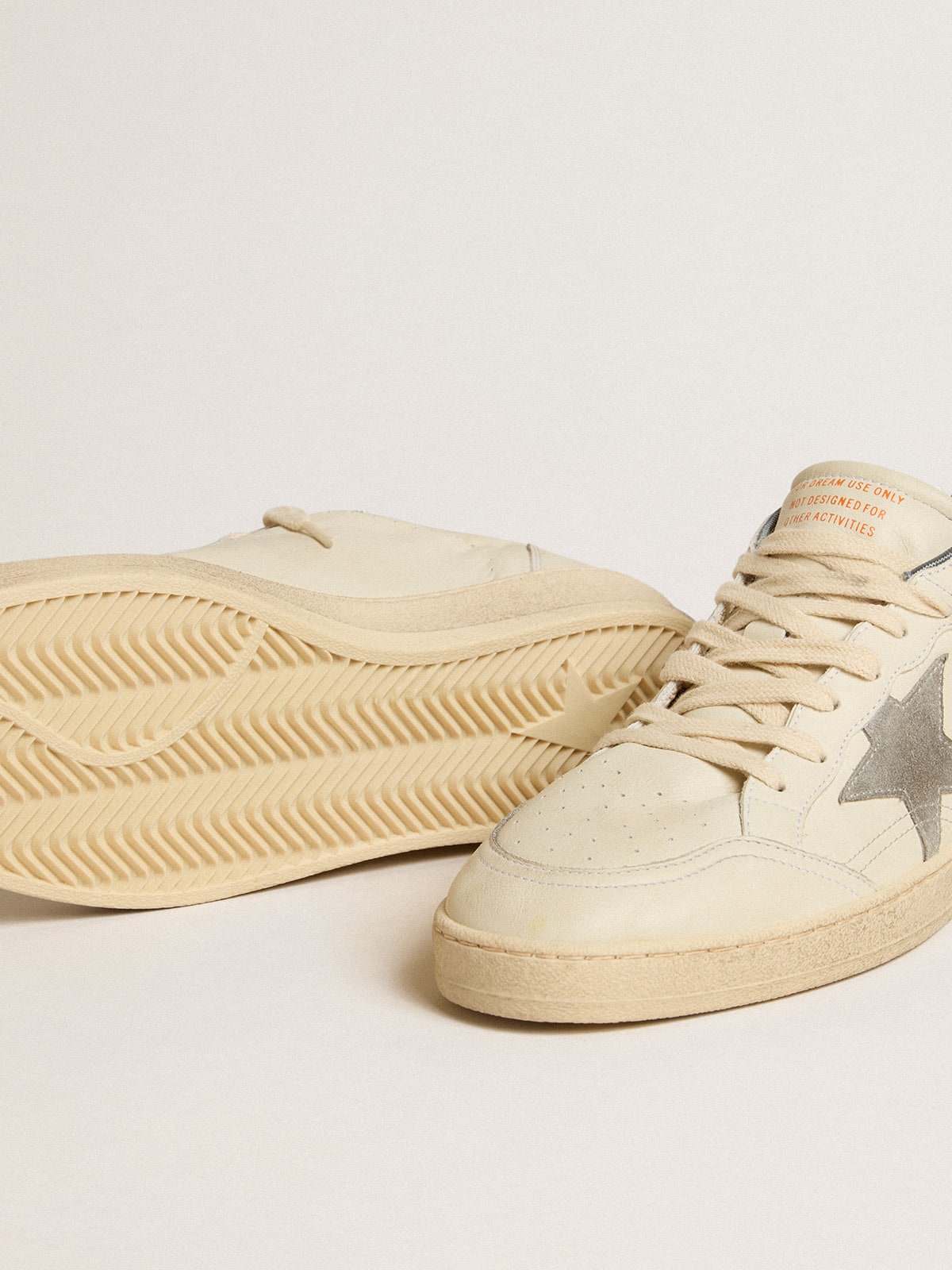 Golden Goose - Ball Star In Nappa Leather With Gray Suede Star And Heel Tab, Man