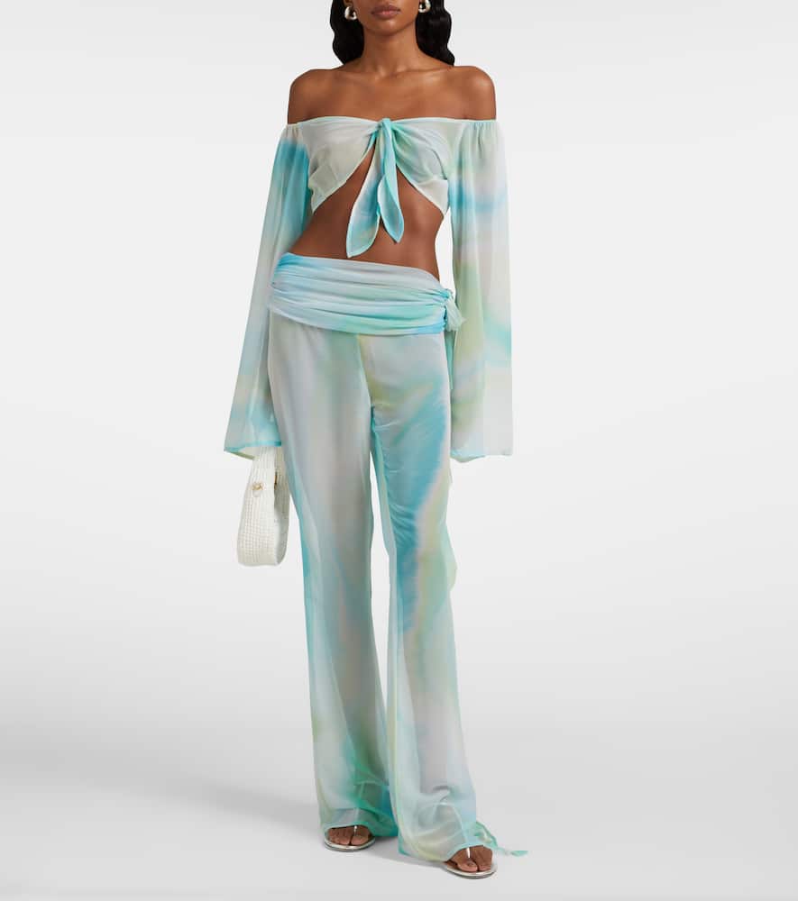 Grace semi-sheer off-shoulder top