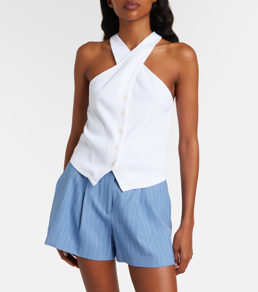 Thea halterneck cotton-blend top