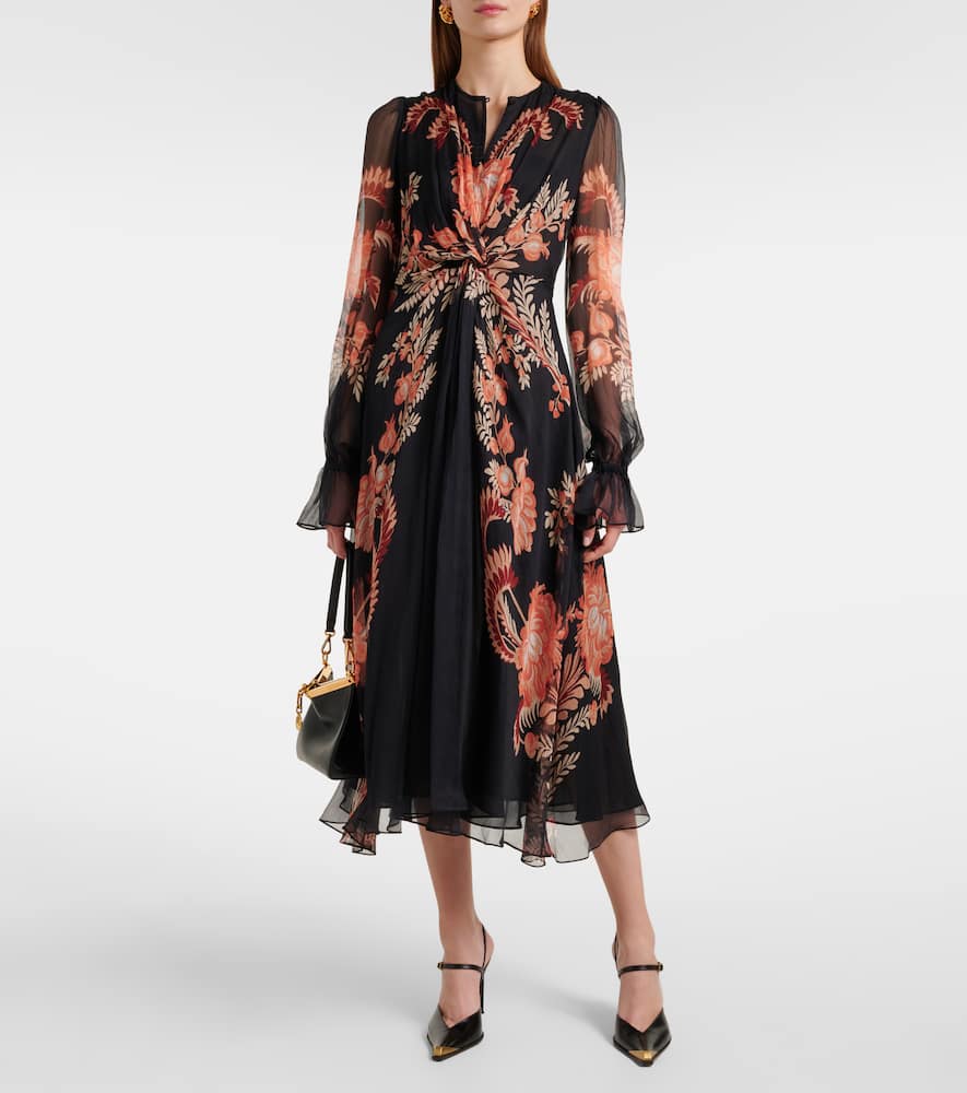 Floral silk midi dress