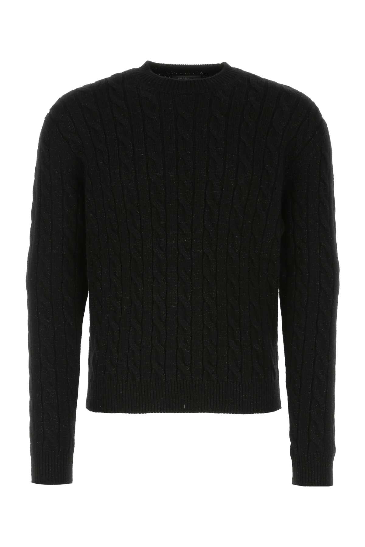 Cable-Knit Wool Blend Sweater — Black