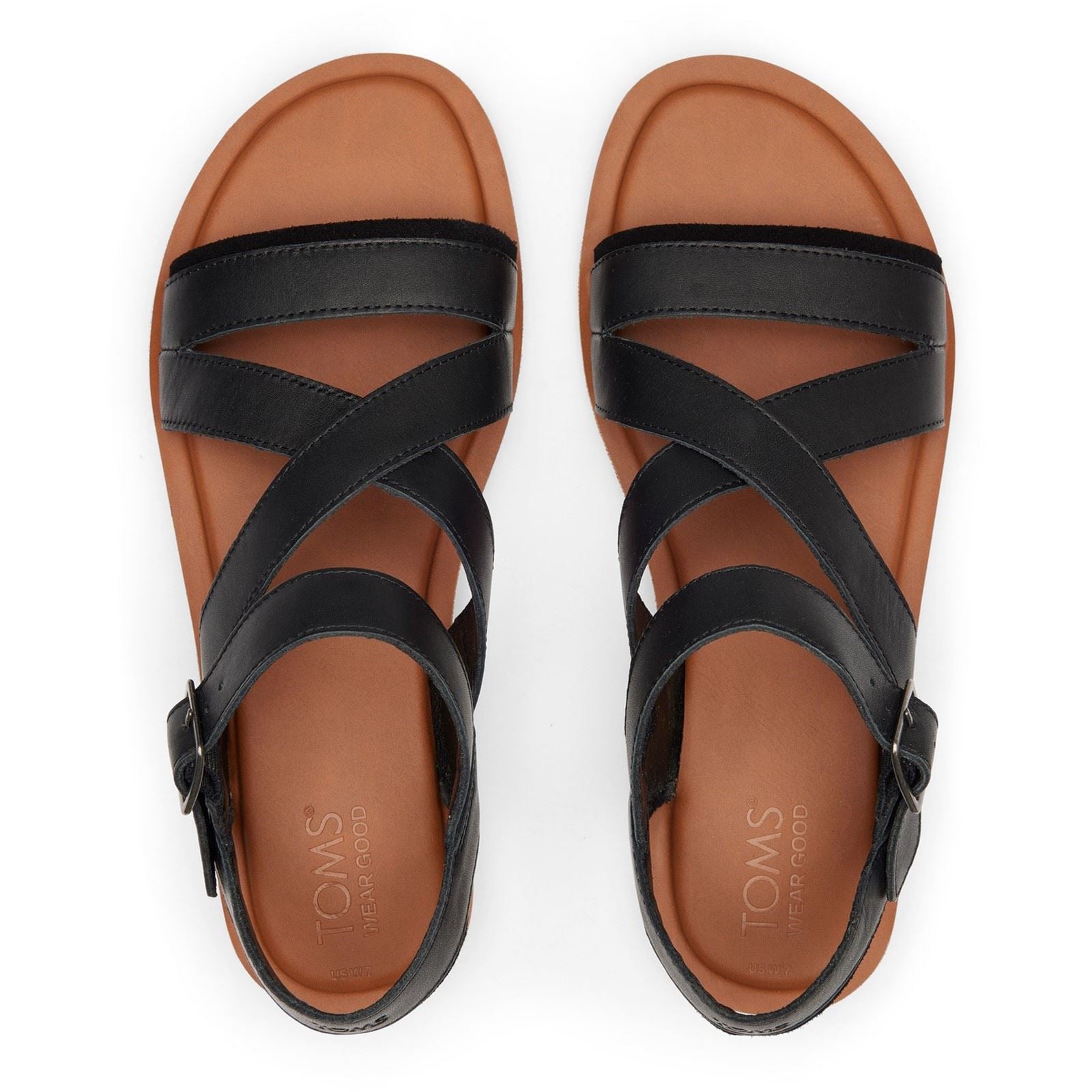 Toms Sloane 100% Cow Leather Women's Black Sanda