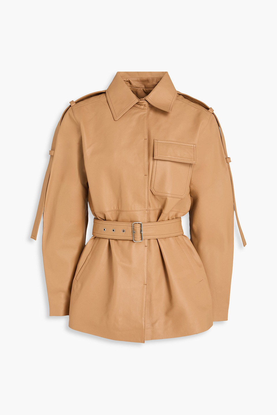 Belted leather jacket - Brown - UK 8