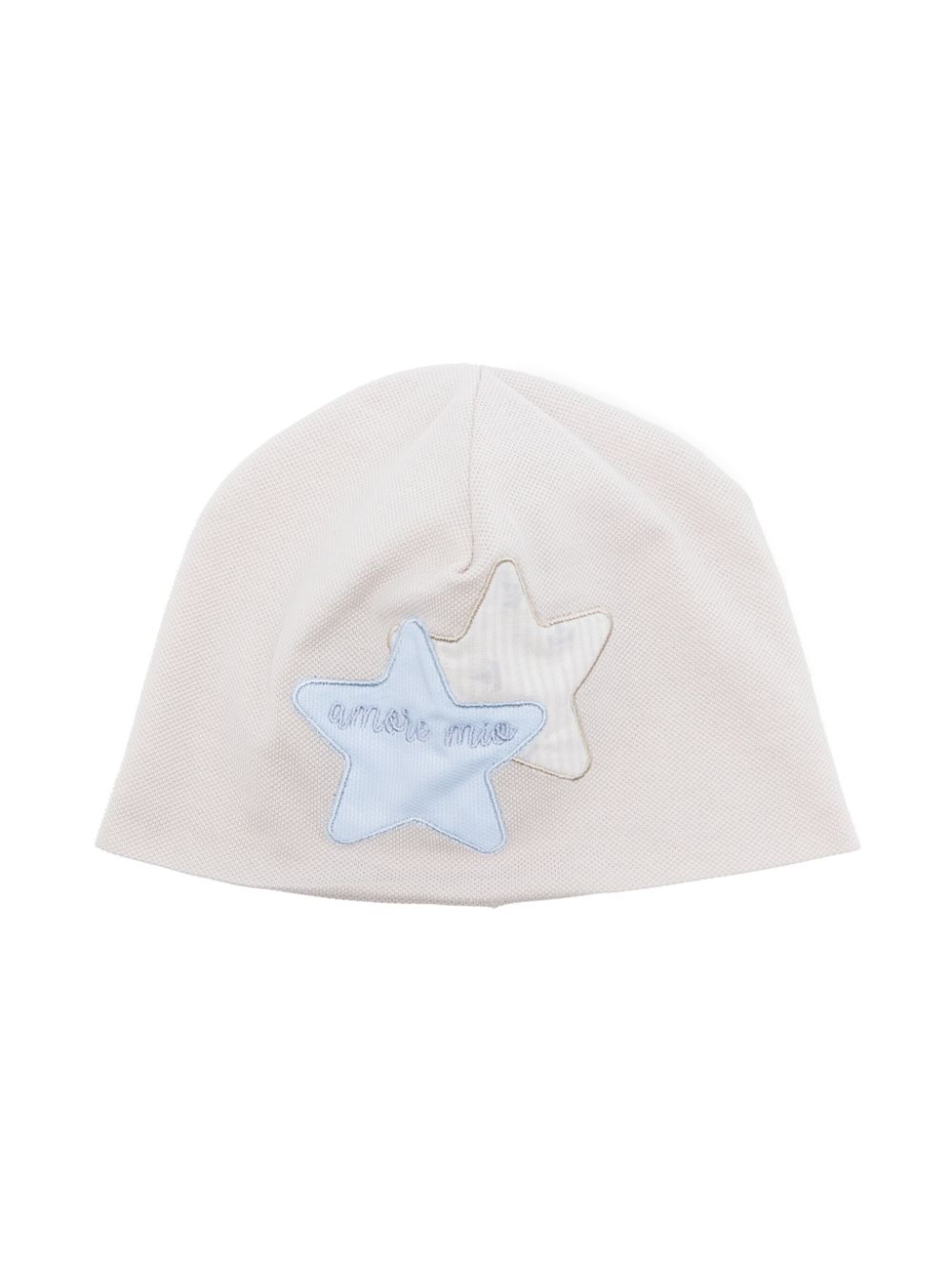 Slogan-embroidered cotton beanie - Neutrals