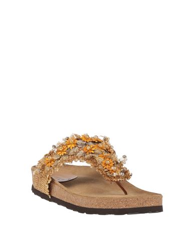 Woman Thong sandal Beige Size 7 Textile fibers