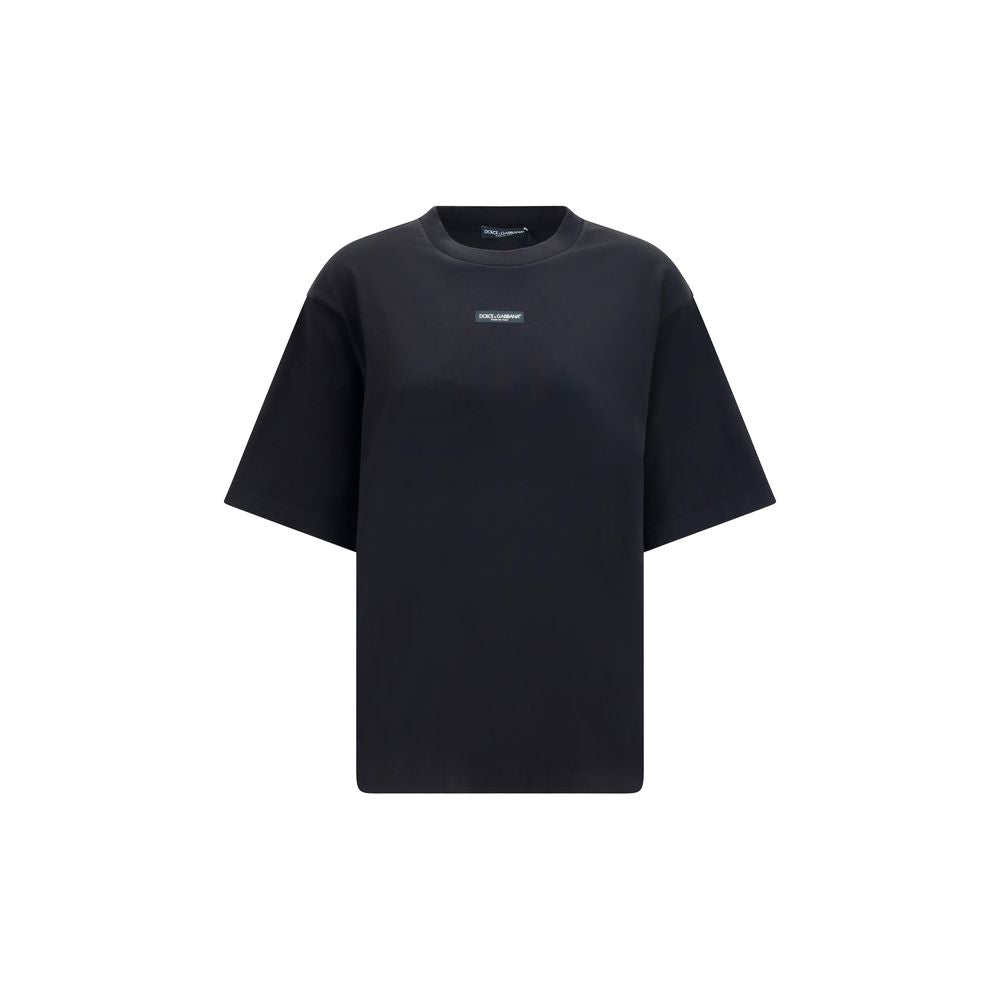 Logo Patch Cotton T-Shirt — Black