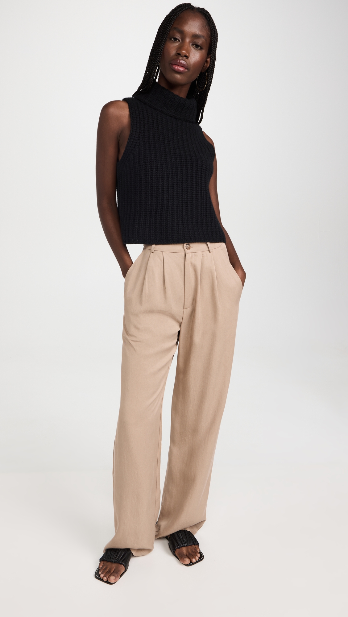 Saige Cropped Cashmere Sweater Black