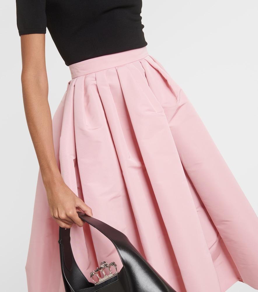 Pleated polyfaille midi skirt