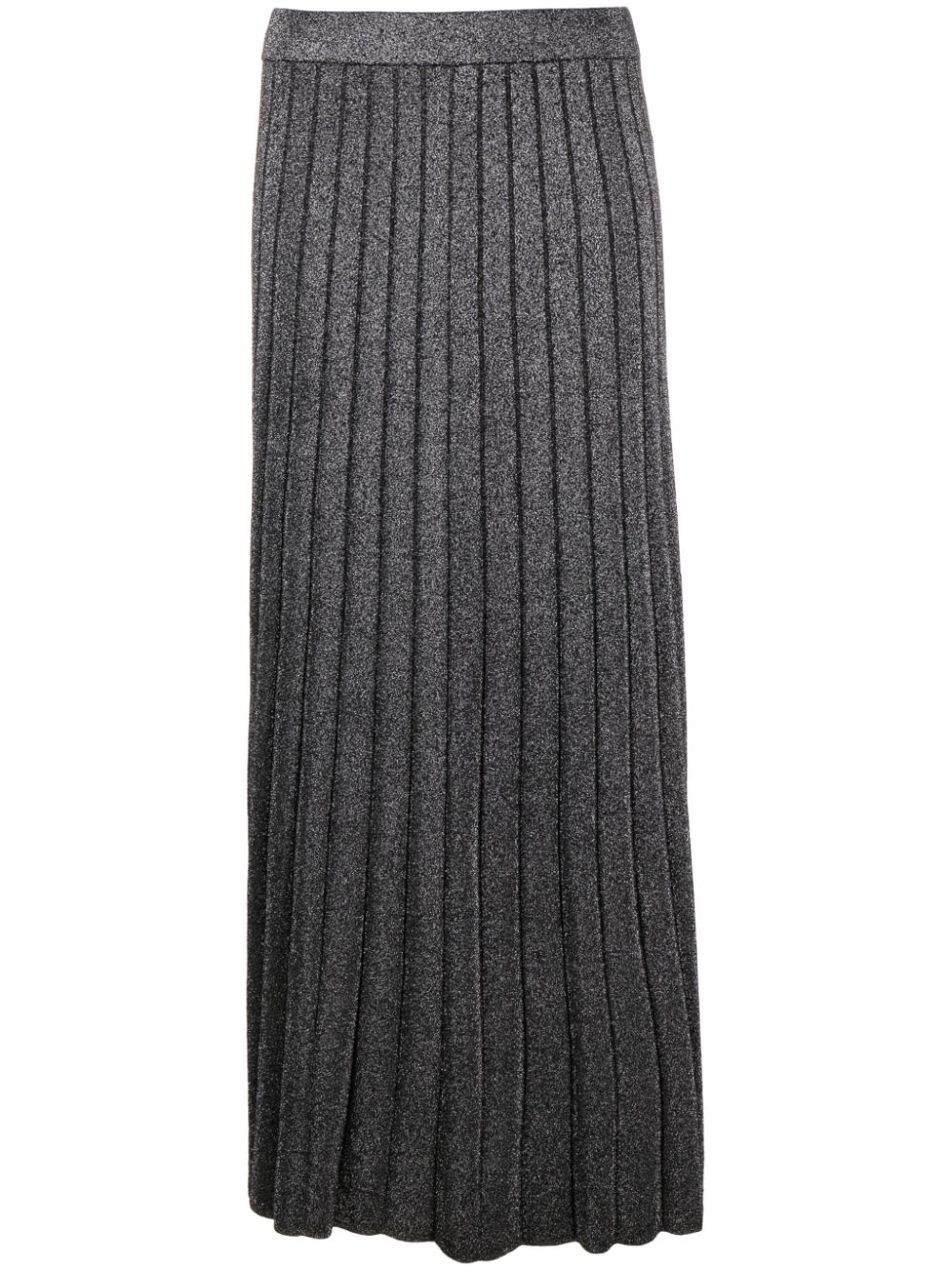 Metallic knit A-line skirt - Black