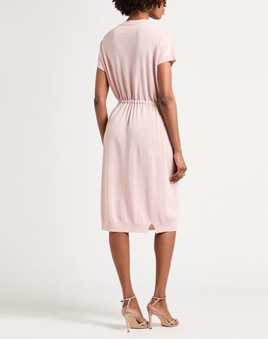 Woman Midi dress Light pink Size 6 Metallic fiber, Linen, Cotton