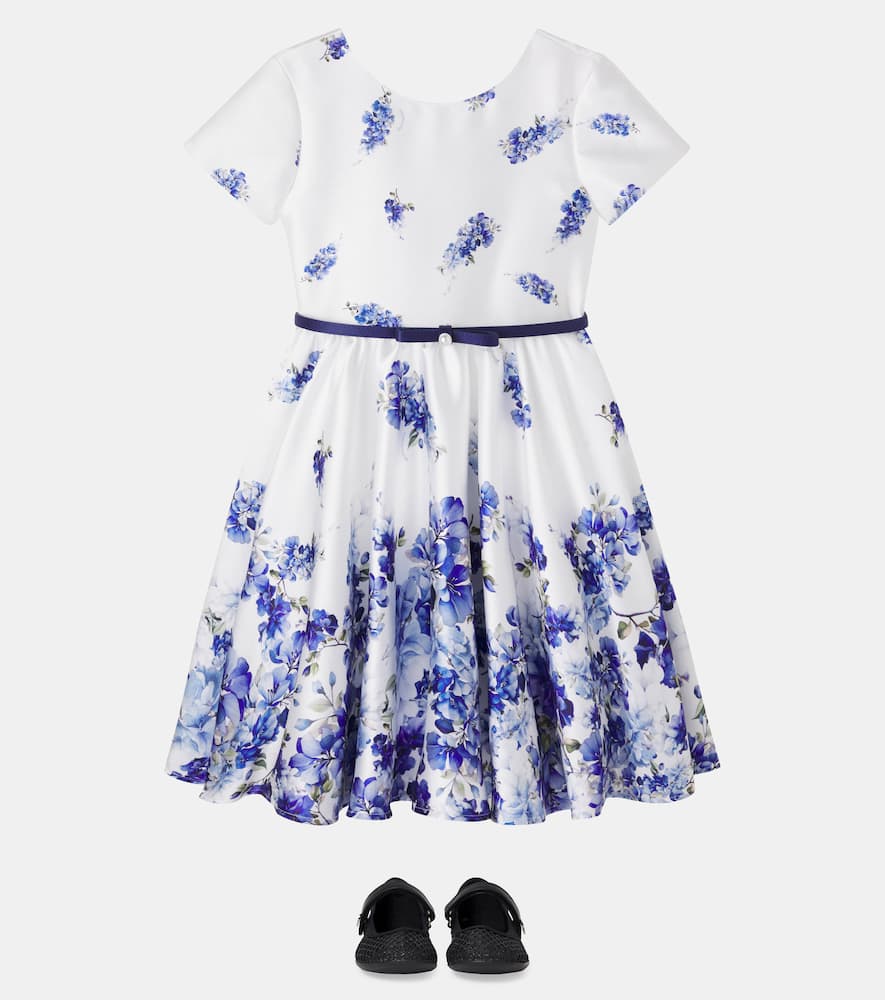 Bow-detail floral crêpe dress