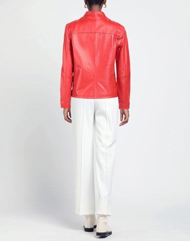 Woman Jacket Red Size 8 Leather