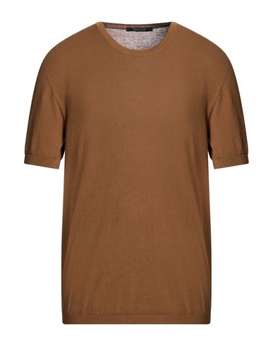 Man Sweater Light brown Size 40 Cotton