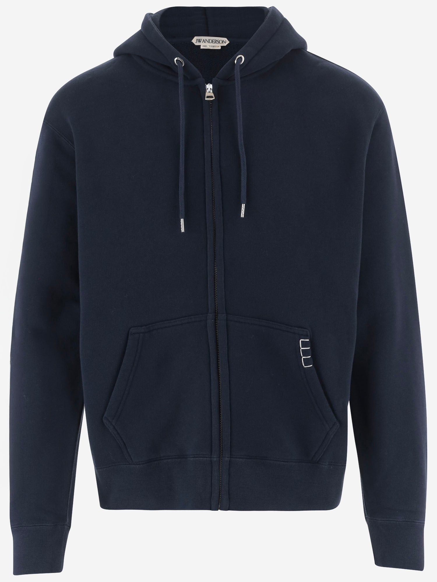 Cotton Full-Zip Hoodie — Navy