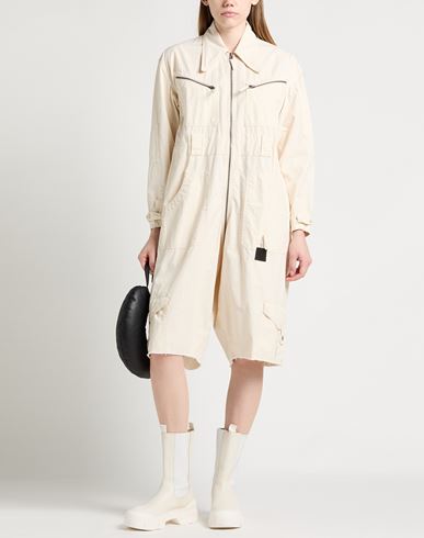 Woman Playsuit Ivory Size 0 Cotton, Cow leather