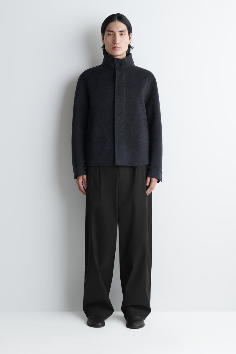 Double-Faced Wool Mock-Neck Jacket