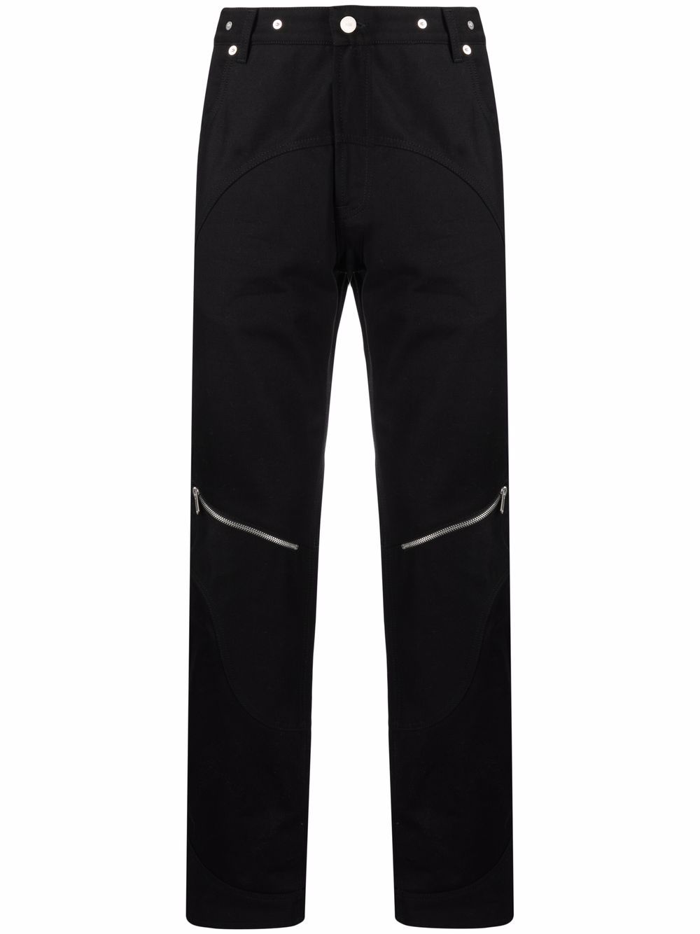 Zip-detailed straight-leg trousers - Black