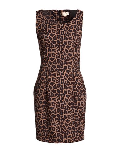 Woman Mini dress Camel Size 10 Polyester, Elastane