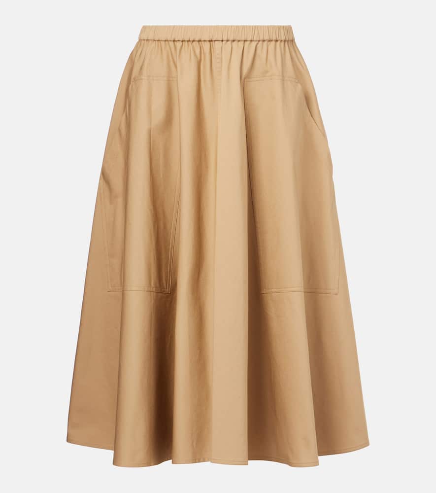 Cotton-blend midi skirt