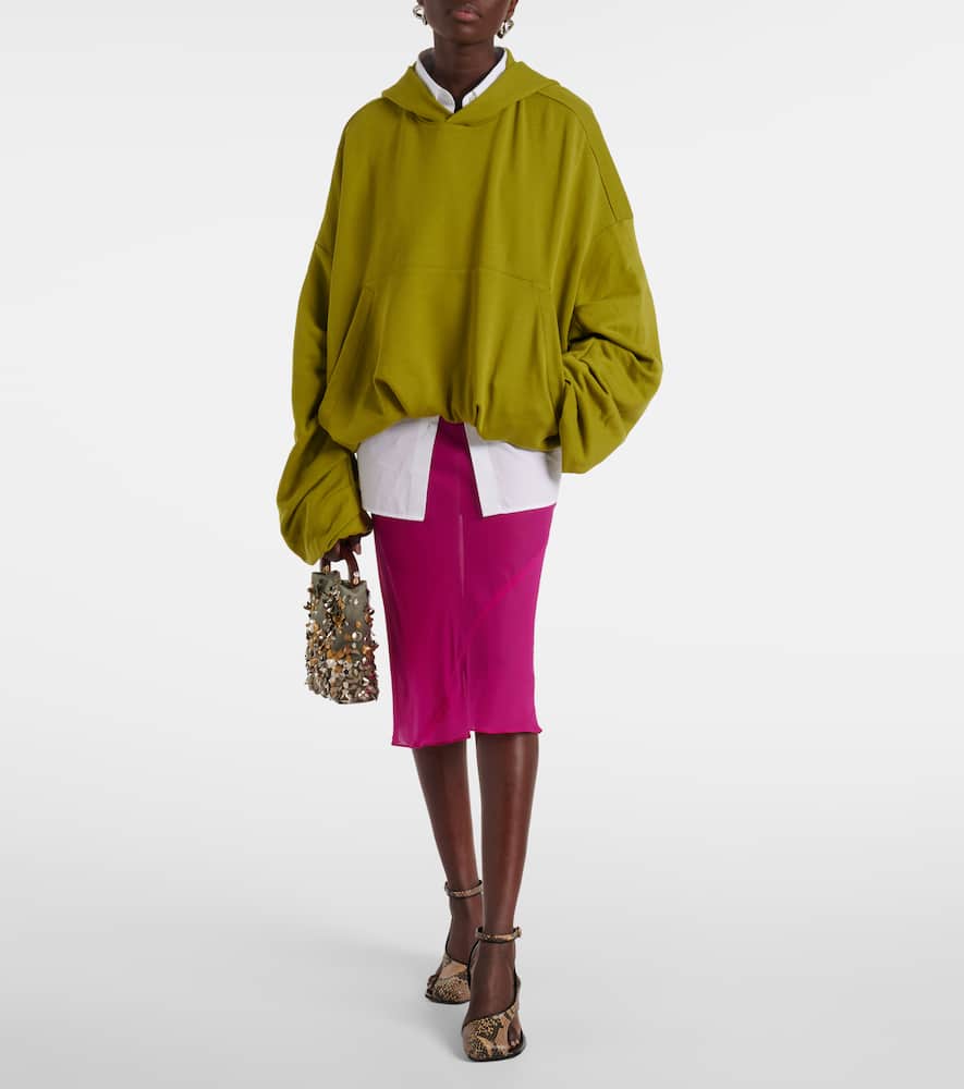 Silk-blend satin midi skirt