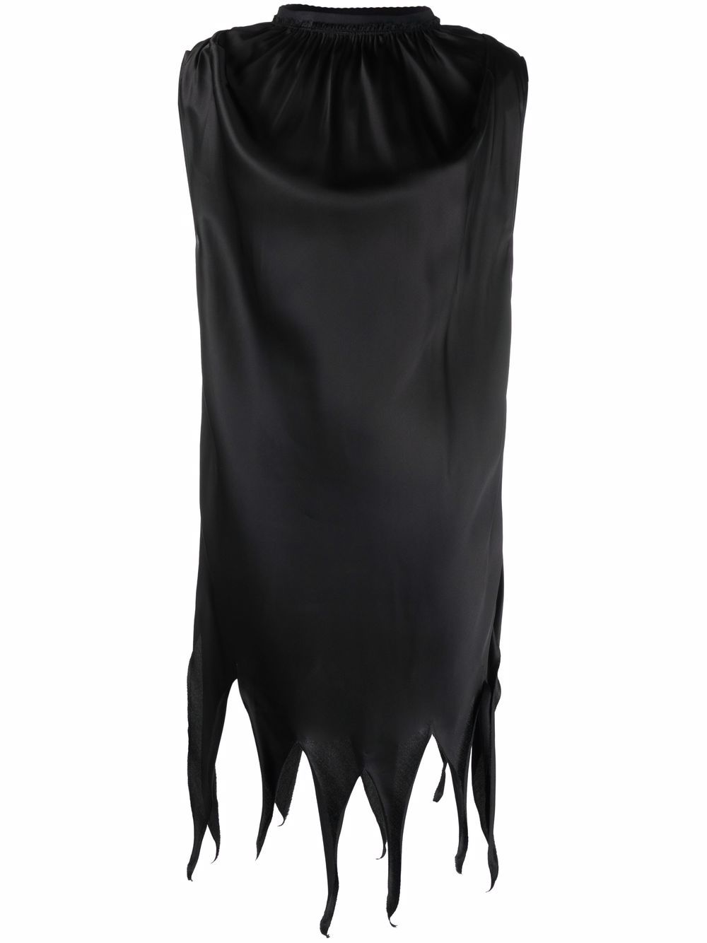 Raw-hem satin dress - Black
