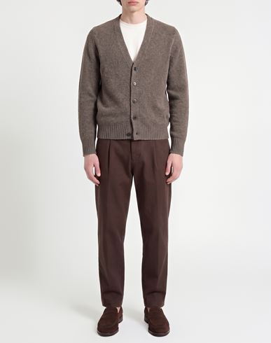 Man Cardigan Taupe Size S Wool, Polyamide