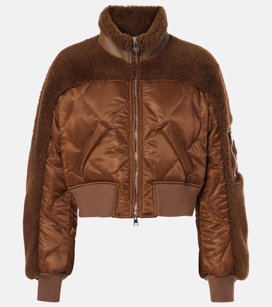 Quilted shearling bomber jacket
