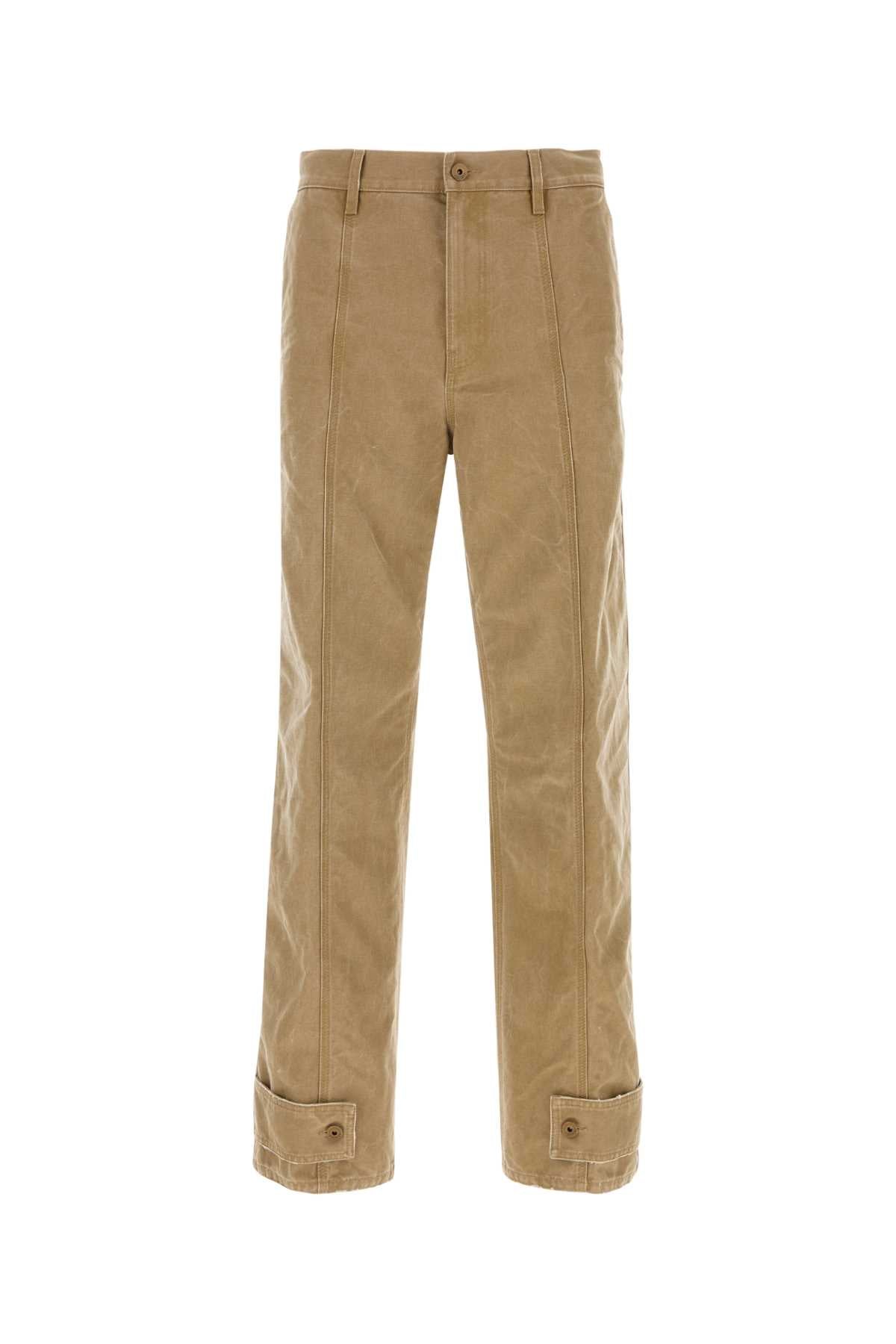 Cotton Denim Trousers — Beige